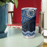 New Zealand Aotearoa Tumbler Cup Blue Taniko Art Maori Pattern