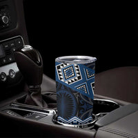 New Zealand Aotearoa Tumbler Cup Blue Taniko Art Maori Pattern