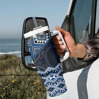 New Zealand Aotearoa Tumbler With Handle Blue Taniko Art Maori Pattern