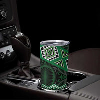 New Zealand Aotearoa Tumbler Cup Green Taniko Art Maori Pattern