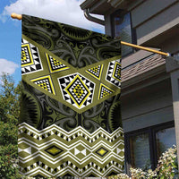 New Zealand Aotearoa Garden Flag Yellow Taniko Art Maori Pattern