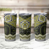 New Zealand Aotearoa Tumbler Cup Yellow Taniko Art Maori Pattern