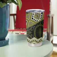 New Zealand Aotearoa Tumbler Cup Yellow Taniko Art Maori Pattern