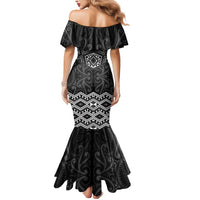 New Zealand Aotearoa Mermaid Dress Black Taniko Art Maori Pattern