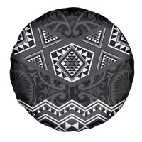 New Zealand Aotearoa Spare Tire Cover Black Taniko Art Maori Pattern