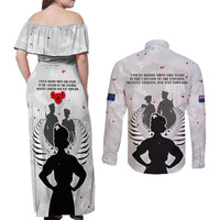 New Zealand ANZAC Day Couples Matching Off Shoulder Maxi Dress and Long Sleeve Button Shirt For The Nurse Lest We Forget LT05 - Polynesian Pride