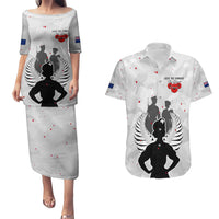 New Zealand ANZAC Day Couples Matching Puletasi and Hawaiian Shirt For The Nurse Lest We Forget LT05 White - Polynesian Pride