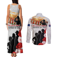 New Zealand ANZAC Day Couples Matching Tank Maxi Dress and Long Sleeve Button Shirt The Unsung Heroes Sisters of War LT05 - Polynesian Pride