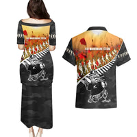 New Zealand ANZAC Rugby Couples Matching Puletasi and Hawaiian Shirt Soldier Fern With Kiwi Bird LT05 - Polynesian Pride
