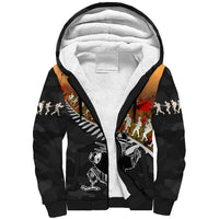 New Zealand ANZAC Rugby Sherpa Hoodie Soldier Fern With Kiwi Bird LT05 Unisex Black - Polynesian Pride