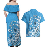Personalised Penrhyn Gospel Day Couples Matching Off Shoulder Maxi Dress and Hawaiian Shirt Cook Islands Tribal Pattern
