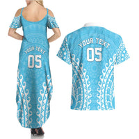 Custom Cook Islands Mauke Couples Matching Summer Maxi Dress and Hawaiian Shirt Polynesian Tribal Tattoo