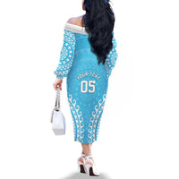 Custom Cook Islands Mauke Family Matching Off The Shoulder Long Sleeve Dress and Hawaiian Shirt Polynesian Tribal Tattoo LT05 - Polynesian Pride