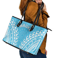 Custom Cook Islands Mauke Leather Tote Bag Polynesian Tribal Tattoo
