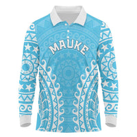 Custom Cook Islands Mauke Long Sleeve Polo Shirt Polynesian Tribal Tattoo