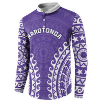 Custom Cook Islands Rarotonga Button Sweatshirt Polynesian Tribal Tattoo