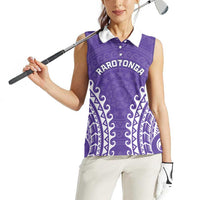 Custom Cook Islands Rarotonga Women Sleeveless Polo Shirt Polynesian Tribal Tattoo