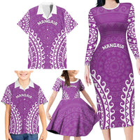 Custom Cook Islands Mangaia Family Matching Long Sleeve Bodycon Dress and Hawaiian Shirt Polynesian Tribal Tattoo