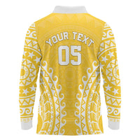 Custom Cook Islands Aitutaki Long Sleeve Polo Shirt Polynesian Tribal Tattoo