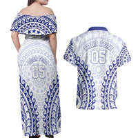 Custom Cook Islands Palmerston Couples Matching Off Shoulder Maxi Dress and Hawaiian Shirt Polynesian Tribal Tattoo