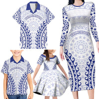 Custom Cook Islands Palmerston Family Matching Long Sleeve Bodycon Dress and Hawaiian Shirt Polynesian Tribal Tattoo LT05 - Polynesian Pride