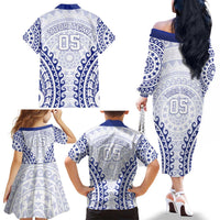 Custom Cook Islands Palmerston Family Matching Off The Shoulder Long Sleeve Dress and Hawaiian Shirt Polynesian Tribal Tattoo LT05 - Polynesian Pride