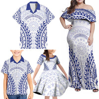 Custom Cook Islands Palmerston Family Matching Off Shoulder Maxi Dress and Hawaiian Shirt Polynesian Tribal Tattoo LT05 - Polynesian Pride