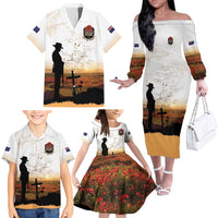 Australia And New Zealand ANZAC Day Family Matching Off The Shoulder Long Sleeve Dress and Hawaiian Shirt Battle Of Beersheba LT05 - Polynesian Pride