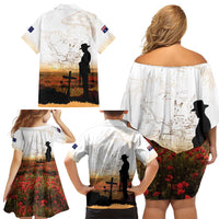 Australia And New Zealand ANZAC Day Family Matching Off Shoulder Short Dress and Hawaiian Shirt Battle Of Beersheba