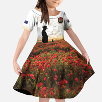 Australia And New Zealand ANZAC Day Family Matching Puletasi and Hawaiian Shirt Battle Of Beersheba LT05 Daughter's Dress Beige - Polynesian Pride