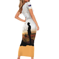 Australia And New Zealand ANZAC Day Short Sleeve Bodycon Dress Battle Of Beersheba LT05 - Polynesian Pride