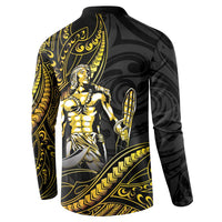 Filipinos Lapu Lapu Hero Button Sweatshirt Gold Polynesian Tribal Tattoo