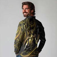 Filipinos Lapu Lapu Hero Long Sleeve Polo Shirt Gold Polynesian Tribal Tattoo