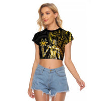 Filipinos Lapu Lapu Hero Raglan Cropped T Shirt Gold Polynesian Tribal Tattoo