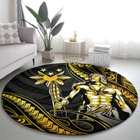 Filipinos Lapu Lapu Hero Round Carpet Gold Polynesian Tribal Tattoo
