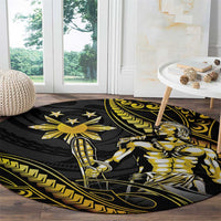 Filipinos Lapu Lapu Hero Round Carpet Gold Polynesian Tribal Tattoo