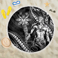 Filipinos Lapu Lapu Hero Beach Blanket Black Polynesian Tribal Tattoo