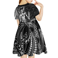 Filipinos Lapu Lapu Hero Kid Short Sleeve Dress Black Polynesian Tribal Tattoo