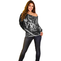 Filipinos Lapu Lapu Hero Off Shoulder Sweater Black Polynesian Tribal Tattoo