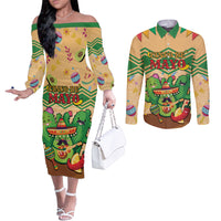 Personalised Hawaii Cinco De Mayo Couples Matching Off The Shoulder Long Sleeve Dress and Long Sleeve Button Shirt Funny Style
