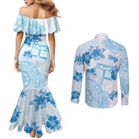 Happy Fiji Girmit Day Couples Matching Mermaid Dress and Long Sleeve Button Shirt Fijian Tapa With Mandala Pattern LT05 - Polynesian Pride