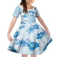 Happy Fiji Girmit Day Family Matching Puletasi and Hawaiian Shirt Fijian Tapa With Mandala Pattern LT05 Daughter's Dress Blue - Polynesian Pride