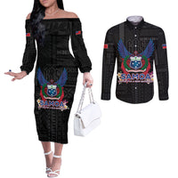 Samoa 64th Independence Anniversary Couples Matching Off The Shoulder Long Sleeve Dress and Long Sleeve Button Shirt