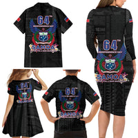 Samoa 64th Independence Anniversary Family Matching Long Sleeve Bodycon Dress and Hawaiian Shirt