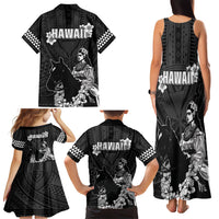 Hawaii King Kamehameha Day Parade Family Matching Tank Maxi Dress and Hawaiian Shirt With Pa'u Riders Plumeria Kakau Tribal Pattern