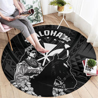 Hawaii King Kamehameha Day Parade Round Carpet With Pa'u Riders Plumeria Kakau Tribal Pattern LT05 - Polynesian Pride
