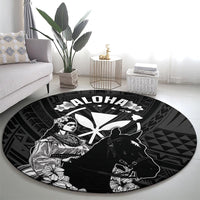 Hawaii King Kamehameha Day Parade Round Carpet With Pa'u Riders Plumeria Kakau Tribal Pattern LT05 - Polynesian Pride
