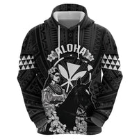 Hawaii King Kamehameha Day Parade Zip Hoodie With Pa'u Riders Plumeria Kakau Tribal Pattern