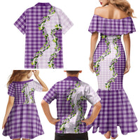 Violet Hawaii Palaka Family Matching Mermaid Dress and Hawaiian Shirt Maile Pikake Honohono Orchid Lei LT05 Mom's Dress Violet - Polynesian Pride