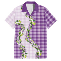Violet Hawaii Palaka Family Matching Mermaid Dress and Hawaiian Shirt Maile Pikake Honohono Orchid Lei LT05 Dad's Shirt - Short Sleeve Violet - Polynesian Pride